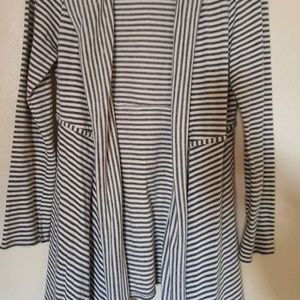 Navy and white striped hooded cardigan